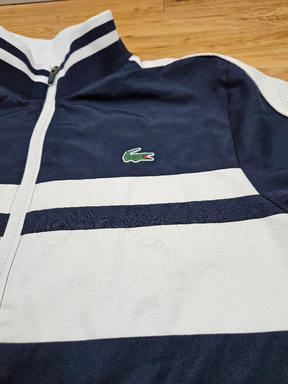 Lacoste Sport Men’s S Navy White Track Jacket Tennis Full Zip Logo